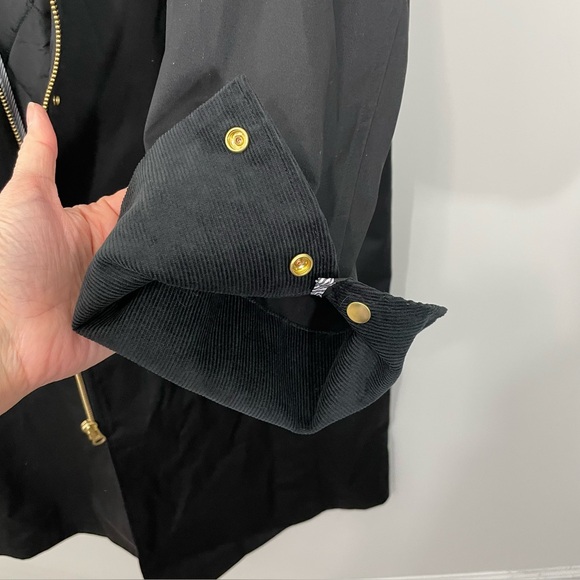 NWT J.Crew Long Barn Jacket in Black Waxed Cotton Twill Size LARGE Coat CC954 - Picture 13 of 15